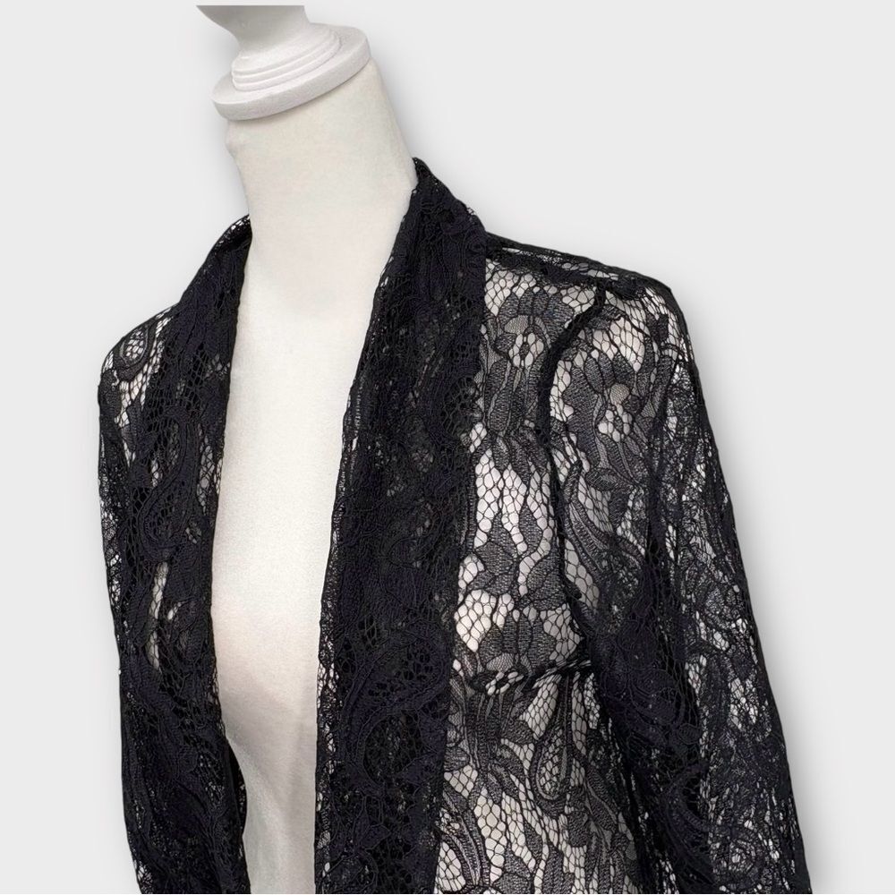 James Lakeland Sheer Lace Open Front  Blazer in Black Women’s Size M NWT - Picture 4 of 11